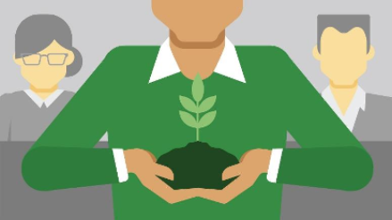 Image of professional holding a growing plant